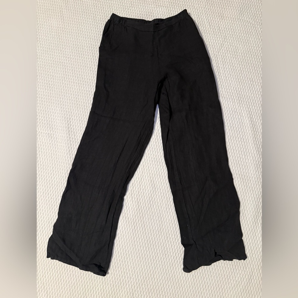 Match Point Black Linen Pants - Petite